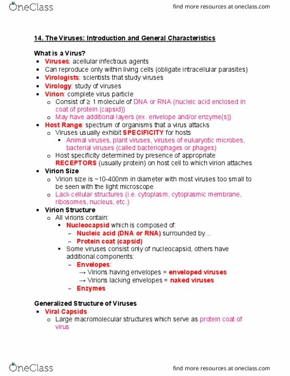 BIOL 228 Lecture Notes - Lecture 21: Rhinovirus, Reverse Transcriptase, Monkeypox thumbnail