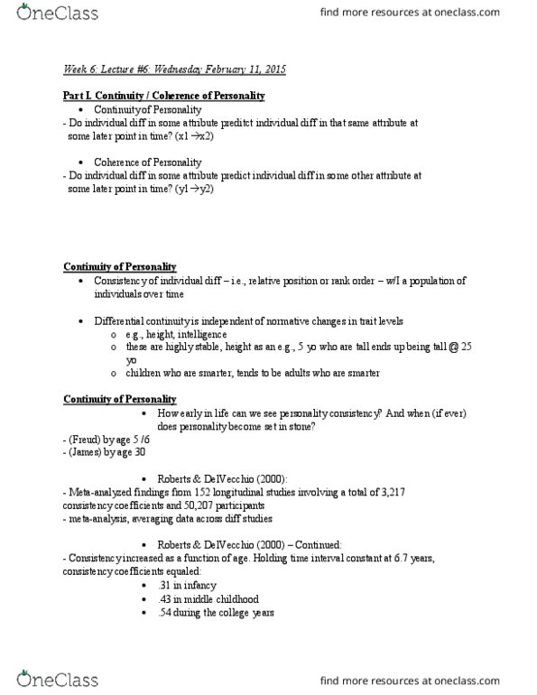 PSYB30H3 Lecture Notes - Lecture 5: Twin, Extraversion And Introversion, Heritability thumbnail