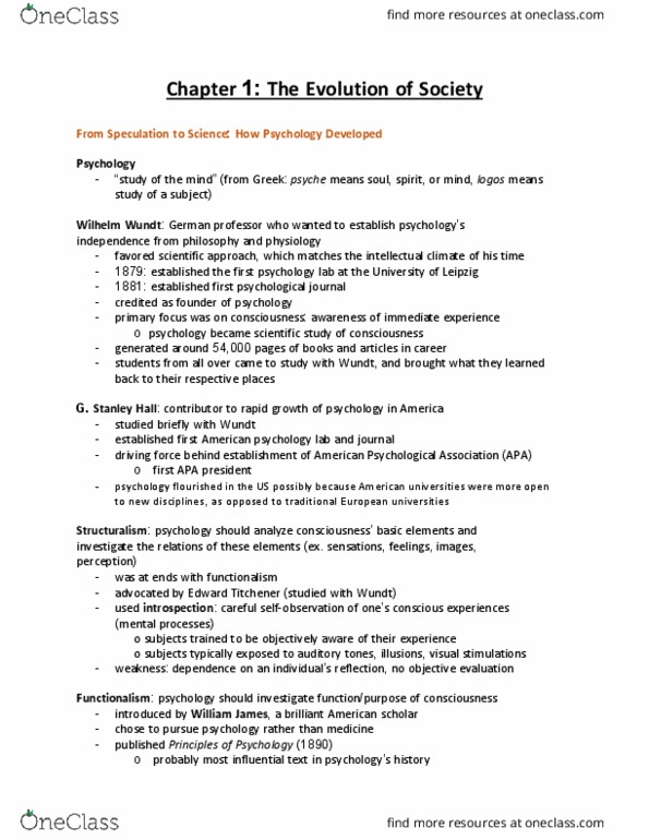 PSYC 1010 Chapter Notes - Chapter 1: Endocrine System, Torsten Wiesel, Leda Cosmides thumbnail