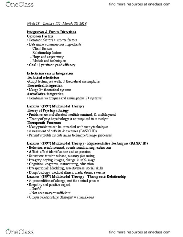 PSYC36H3 Lecture Notes - Lecture 11: Transactional Analysis, Psychotherapy Research, Gestalt Therapy thumbnail