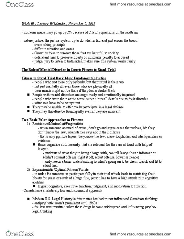 PSYC39H3 Lecture Notes - Lecture 6: Cognitive Test, Mood Disorder, Psychopathology thumbnail