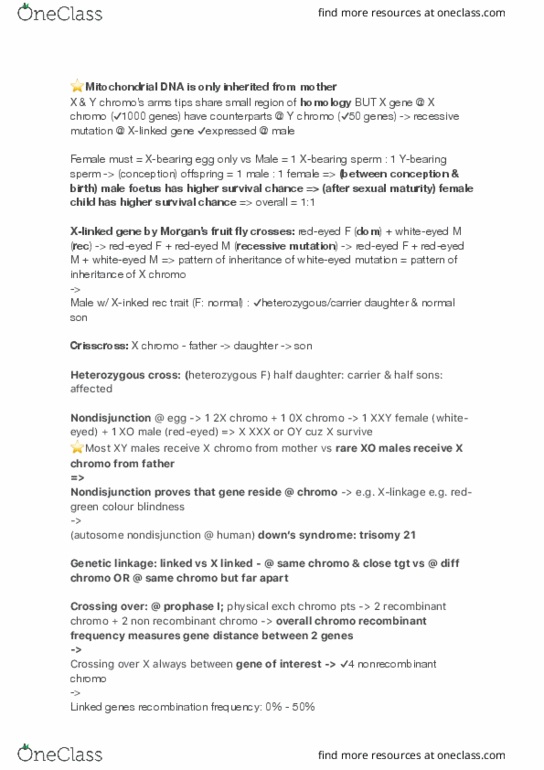 BIOA01H3 Lecture Notes - Lecture 33: Mitochondrion, Pie Chart, Organelle thumbnail