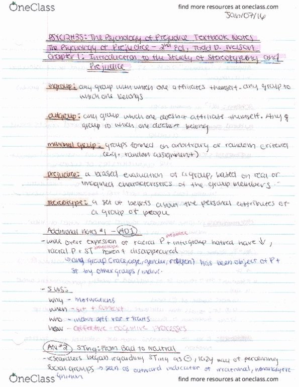 PSYC12H3 Chapter Notes - Chapter 1: Strn thumbnail