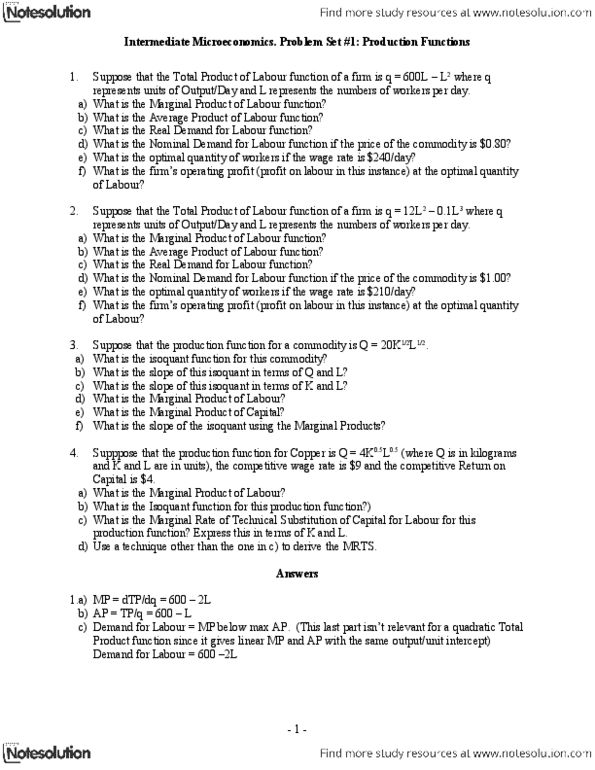 ECON 2350 Chapter Notes -Quadratic Formula, Marginal Revenue, Isoquant thumbnail