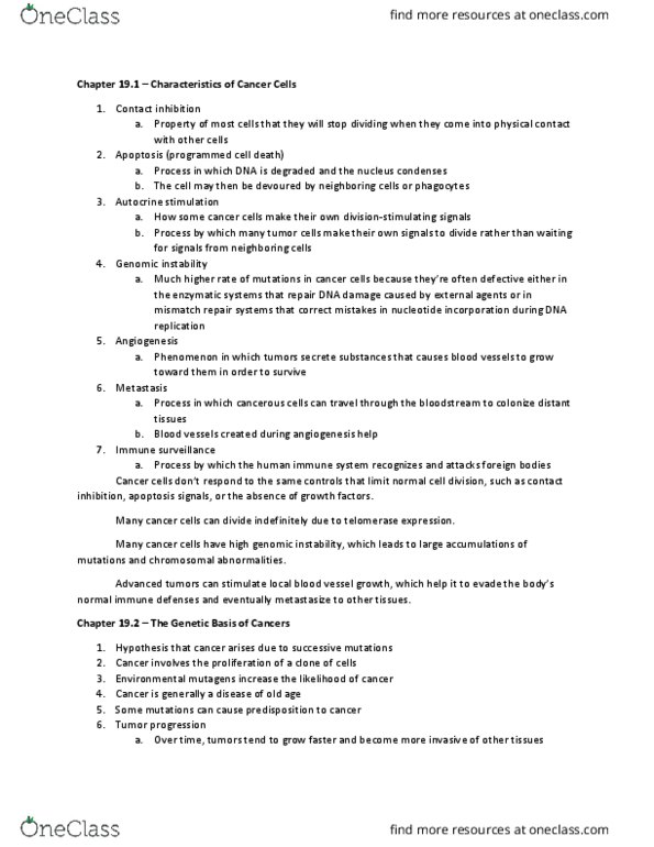 BIO 325 Chapter Notes - Chapter 19-20: E2F, Gene Pool, Centromere thumbnail