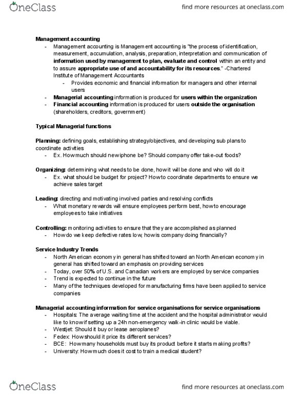 BUS 254 Lecture Notes - Lecture 4: Financial Statement, Fixed Cost, Variable Cost thumbnail