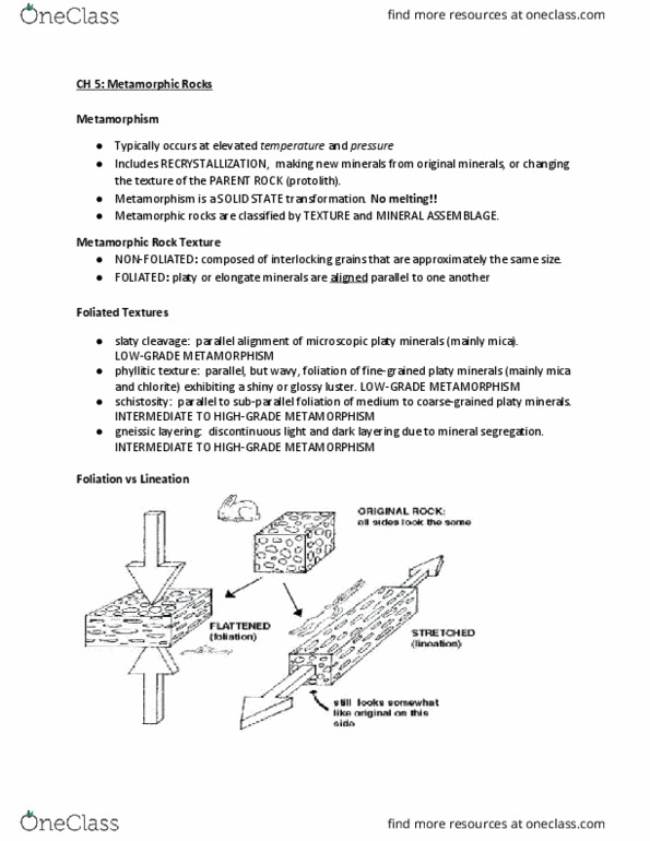 GEO 303 Chapter Notes - Chapter 5: Pyroxene, Schist, Amphibole thumbnail