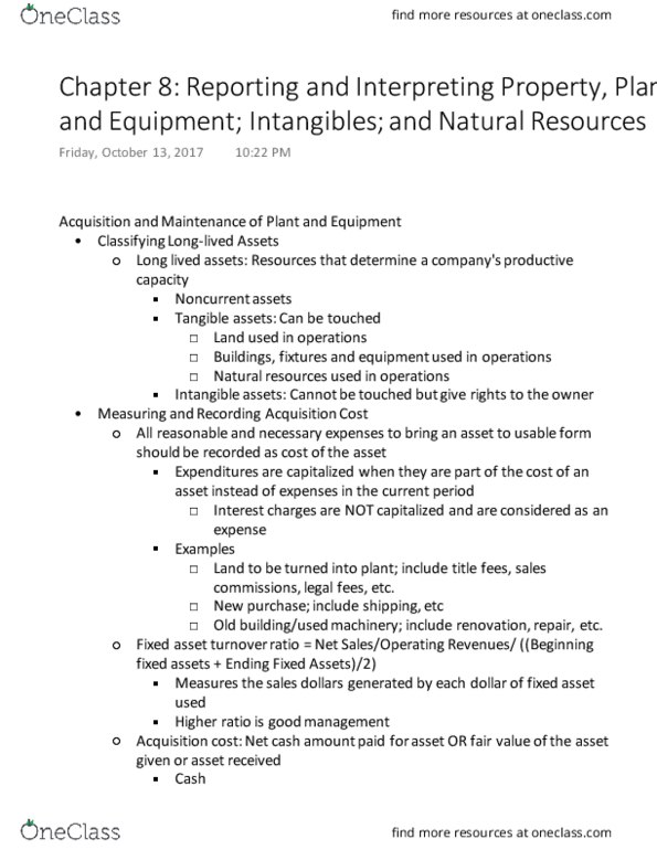 ACCT 2101 Chapter Notes - Chapter 8: Income Statement, Fixed Asset, Treaty Of Fort Stanwix thumbnail