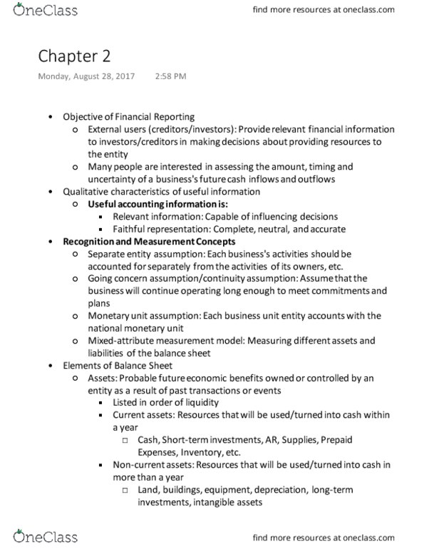 ACCT 2101 Chapter Notes - Chapter 2: General Ledger, Trial Balance, Accounting Equation thumbnail