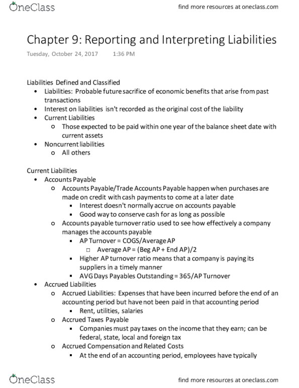 ACCT 2101 Chapter Notes - Chapter 9: Deferred Income, Finance Lease, Operating Lease thumbnail