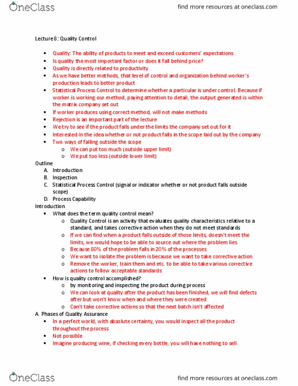 GMS 401 Lecture Notes - Lecture 8: Six Sigma, Sample Size Determination, Standard Deviation thumbnail