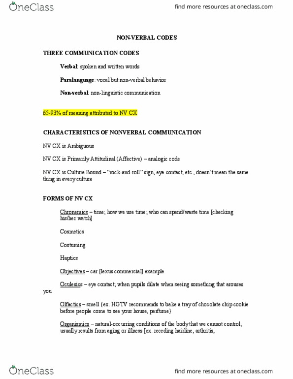 COMMRC 0300 Lecture Notes - Lecture 6: Hushing, Chocolate Chip Cookie, Chronemics thumbnail