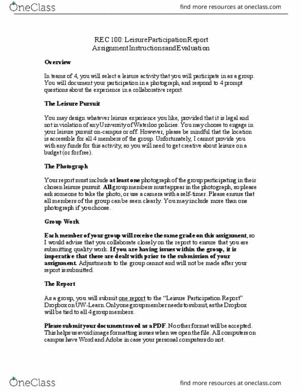 REC100 Lecture Notes - Lecture 3: Online Writing Lab thumbnail