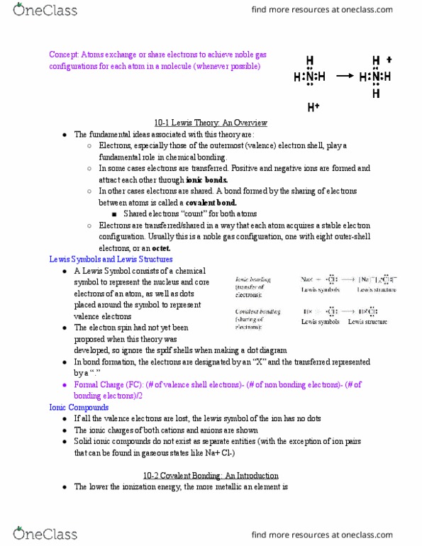 CHEM 1070 Chapter Notes - Chapter 10: Linus Pauling, Triatomic Molecule, Bond Order thumbnail