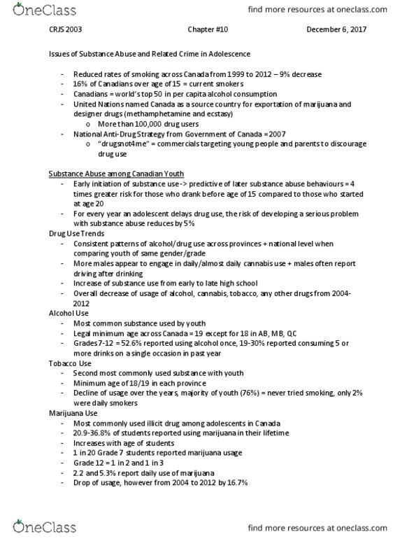 CRJS 2003 Chapter Notes - Chapter 10: Drug Abuse Resistance Education, Shoplifting, Cirrhosis thumbnail