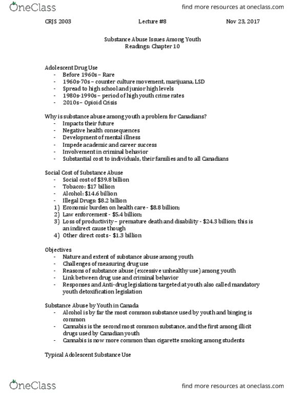 CRJS 2003 Lecture Notes - Lecture 8: Substance-Induced Psychosis, Correction Fluid, Inhalant thumbnail