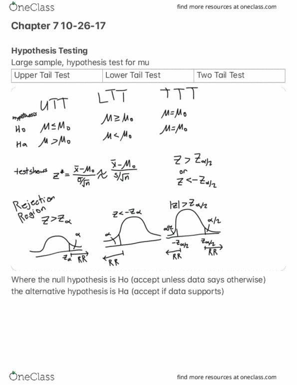 SCO 2550 Lecture Notes - Lecture 7: Type I And Type Ii Errors, Null Hypothesis, Statistical Hypothesis Testing thumbnail