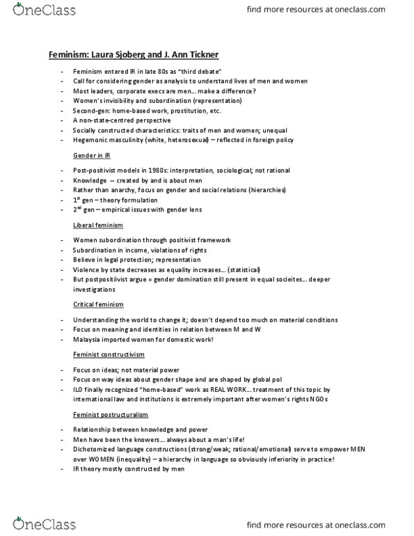 POL 2103 Chapter Notes - Chapter Reading: Postcolonial Feminism, Peninsular Malaysia, Liberal Feminism thumbnail