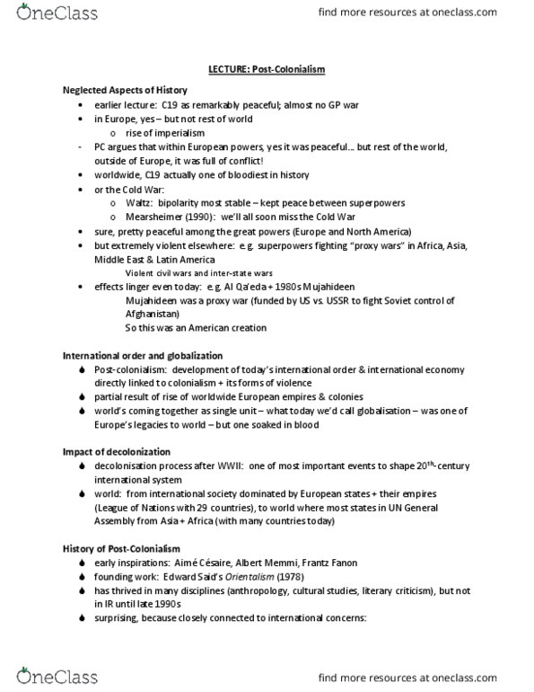 POL 2103 Lecture Notes - Lecture 8: Industrial Revolution, Christian Mortalism, Frantz Fanon thumbnail