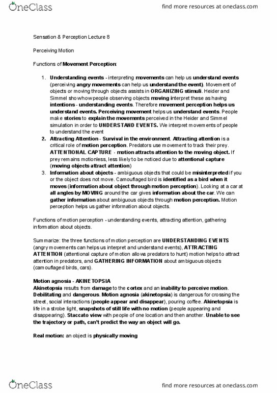 PSYC 2220 Lecture Notes - Lecture 8: Comparator, Optical Flow, Receptive Field thumbnail