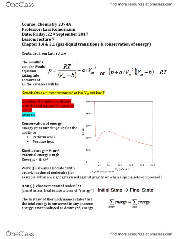 Chemistry 2374A Lecture Notes - Lecture 7: Perpetual Motion, Real Gas, Kinetic Energy thumbnail