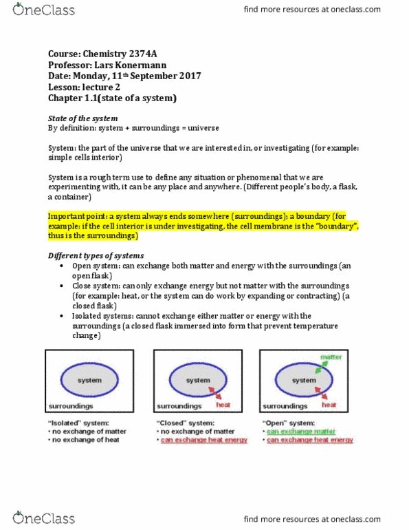 Chemistry 2374A Lecture 2: Chemistry 2374A lecture 2 (state of a system) thumbnail