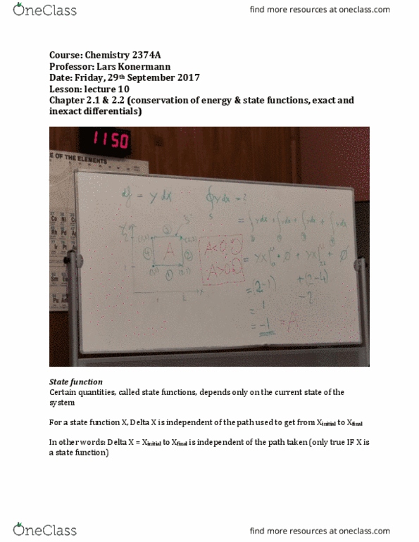 Chemistry 2374A Lecture Notes - Lecture 10: Chemical Energy, Dirham, Joule thumbnail