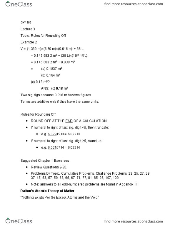 CHY 102 Lecture 3: CHY 102 Lecture 3 Rules for Rounding Off thumbnail