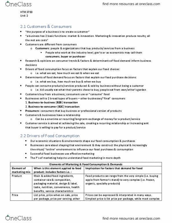 HTM 3780 Lecture Notes - Lecture 11: Lifestyle Food, Profit Margin, Infor thumbnail