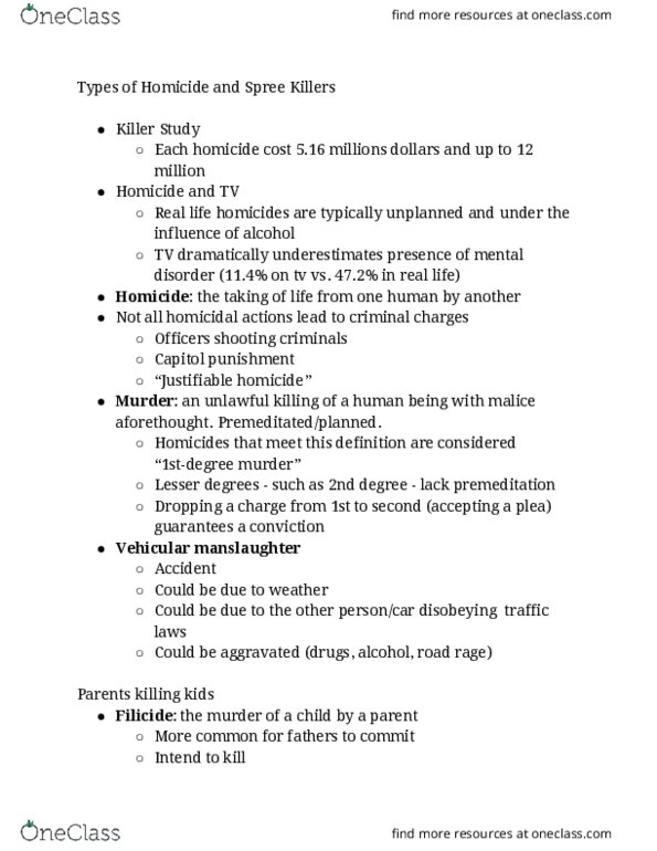 CJ ST 484 Lecture Notes - Lecture 1: Serial Killer, List Of Patricides, Matricide thumbnail