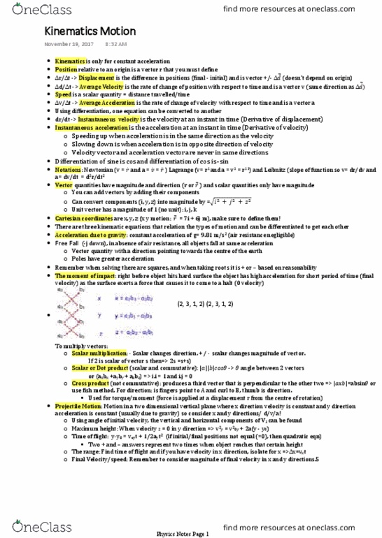 PHYS 1003 Lecture Notes - Lecture 2: Cross Product, Scalar Multiplication, Volt-Ampere thumbnail