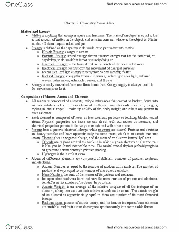 BIOL-2220 Lecture Notes - Lecture 2: Major Trauma, Alpha Helix, Electron Shell thumbnail