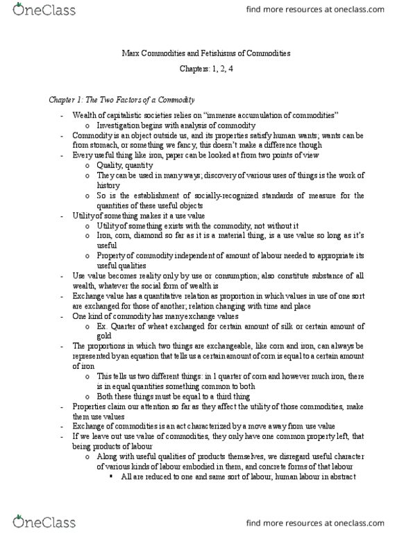 POLS 3040 Chapter Notes - Chapter 7: Abstract Labour And Concrete Labour thumbnail