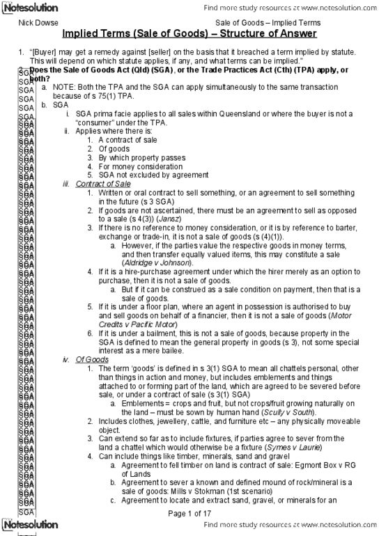 JSB171 Lecture Notes - Lecture 1: Australian Red Cross, Helen Baxendale, Parol Evidence Rule thumbnail