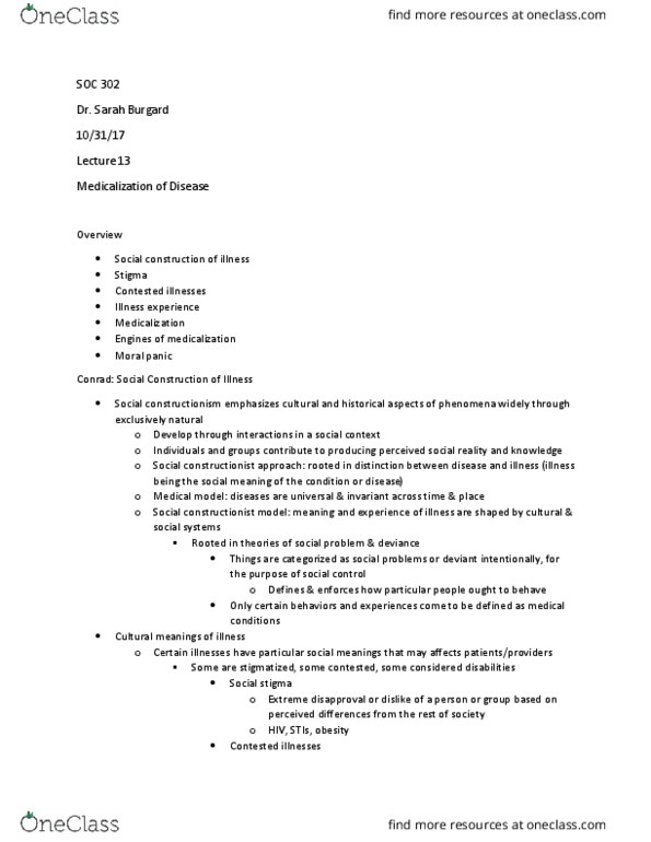 SOC 300 Lecture Notes - Lecture 13: Managed Care, Fetal Alcohol Spectrum Disorder, Pharmaceutical Industry thumbnail