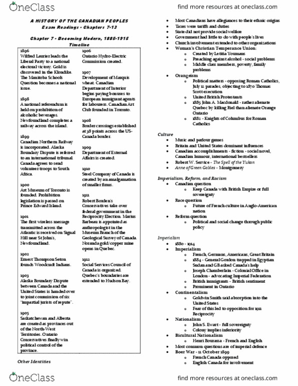 HIS 1101 Chapter Notes - Chapter 7-13: Campbell Scott, Asbestos Strike, Trench Warfare thumbnail