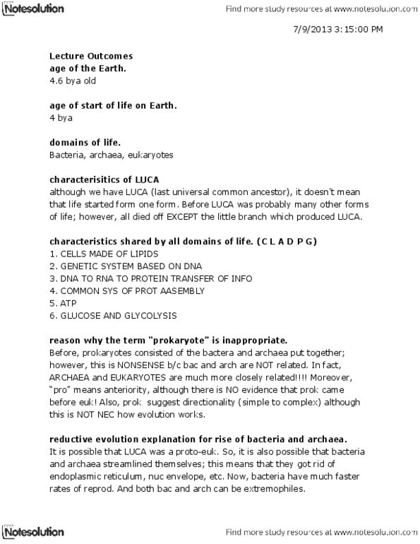 Biology 1001A Lecture Notes - Endoplasmic Reticulum, Homochirality, Extremophile thumbnail