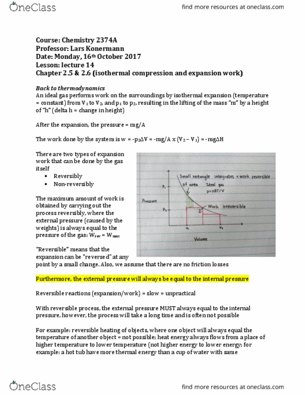 Chemistry 2374A Lecture Notes - Lecture 14: Isothermal Process, Hot Tub, Ideal Gas thumbnail