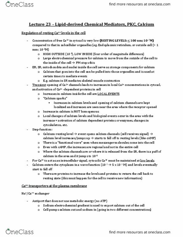 Physiology 3140A Lecture Notes - Lecture 23: Hydrophile, Phosphatidylserine, Lipid Bilayer thumbnail