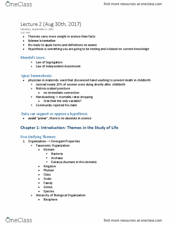 BIO 121 Lecture Notes - Lecture 2: Sugar Glider, Divergent Evolution, Ignaz Semmelweis thumbnail