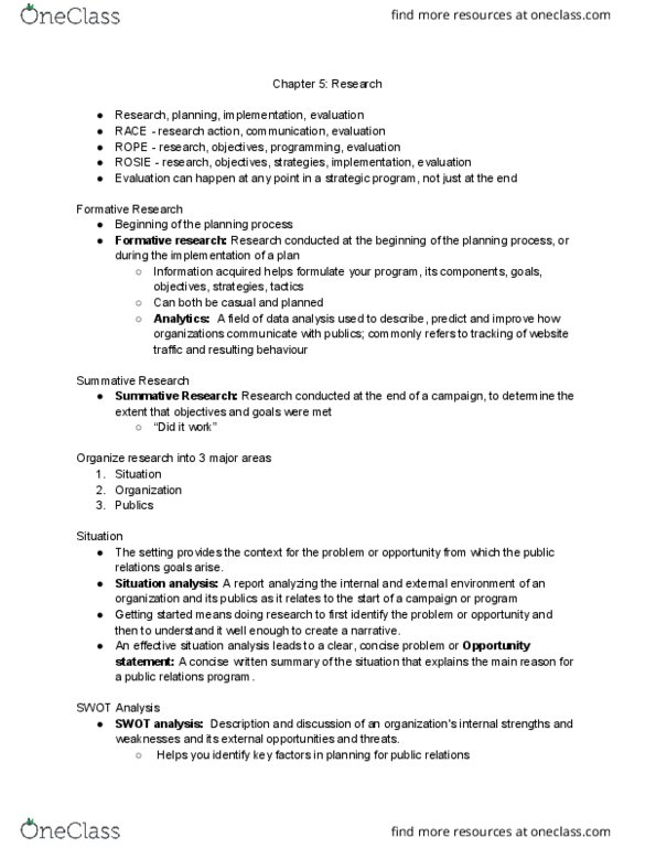 CMST 2PR3 Chapter Notes - Chapter 5: Swot Analysis, Situation Two thumbnail