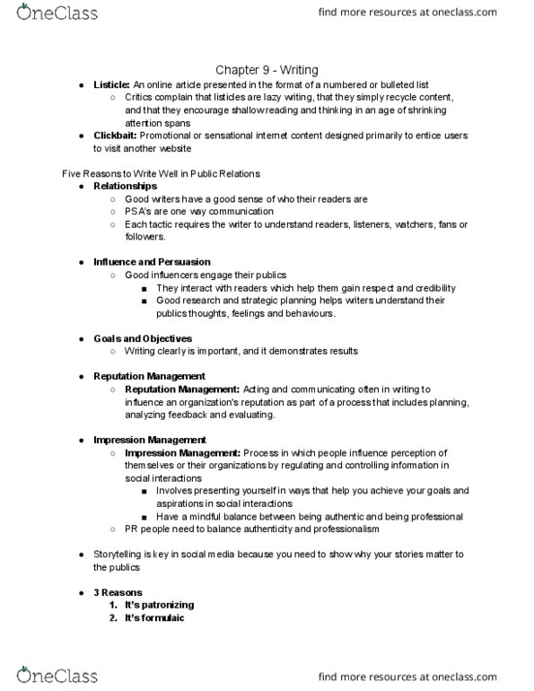 CMST 2PR3 Chapter Notes - Chapter 9: Golden Rule, Keyword Stuffing, Creative Commons thumbnail