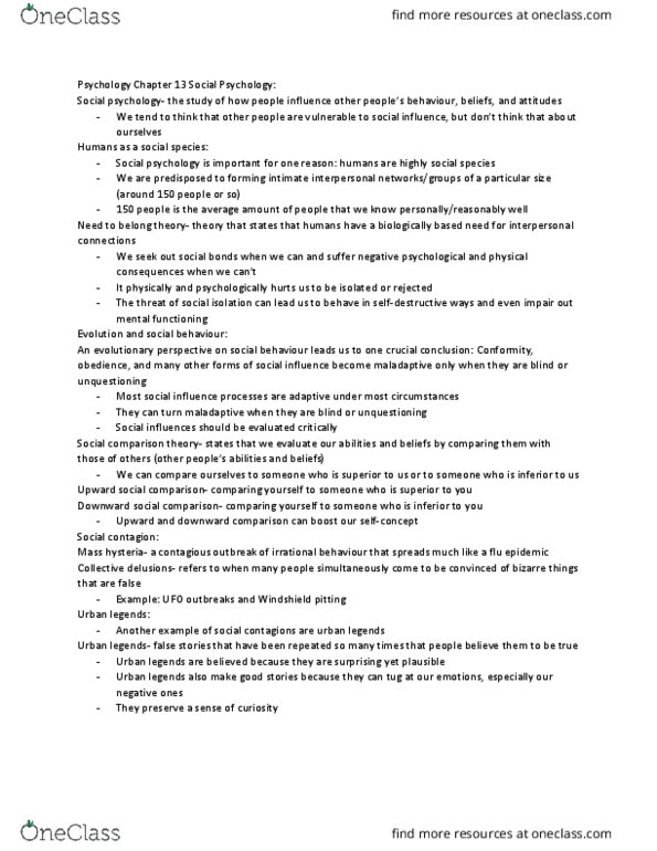 PSY 202 Chapter Notes - Chapter 13: Fundamental Attribution Error, Social Facilitation, Social Comparison Theory thumbnail