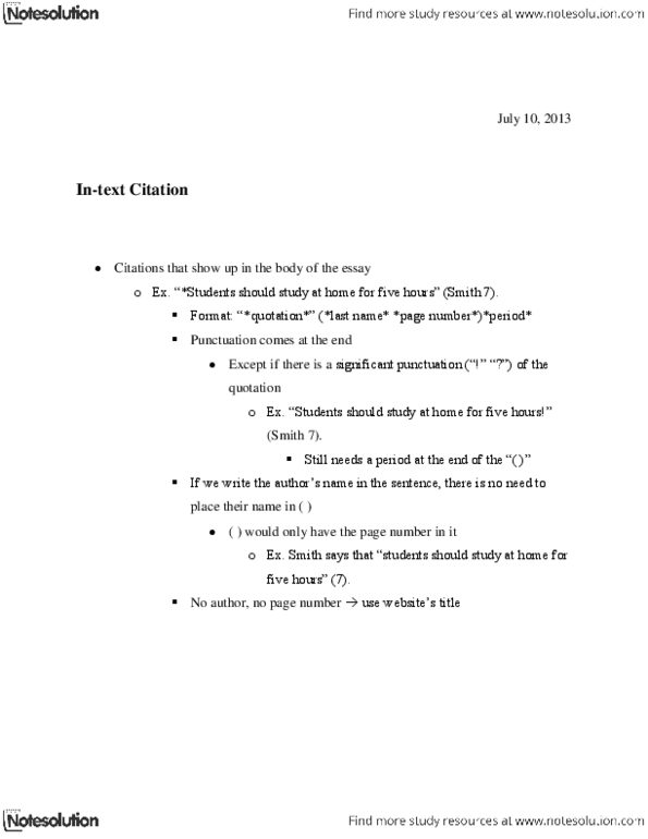 ENGL 100 Lecture Notes - Frame Story, Block Quotation thumbnail