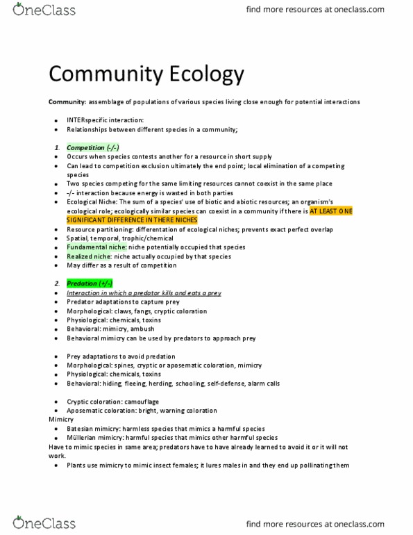 BIOL 112 Lecture Notes - Lecture 15: Algae, Commensalism, Herbivore thumbnail