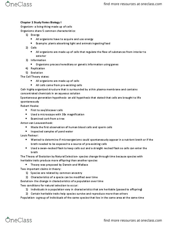 BLG 143 Chapter Notes - Chapter 1: Archaea, Selective Breeding, Robert Hooke thumbnail