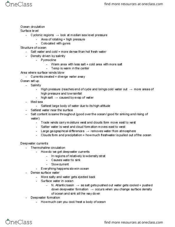 ENVR 200 Lecture Notes - Lecture 7: Trade Winds, Atmospheric Pressure, Ss Atlantic Conveyor thumbnail