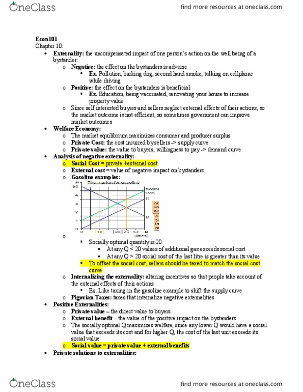 ECON101 Chapter Notes - Chapter 10-11: Pigovian Tax, Social Cost, Demand Curve thumbnail
