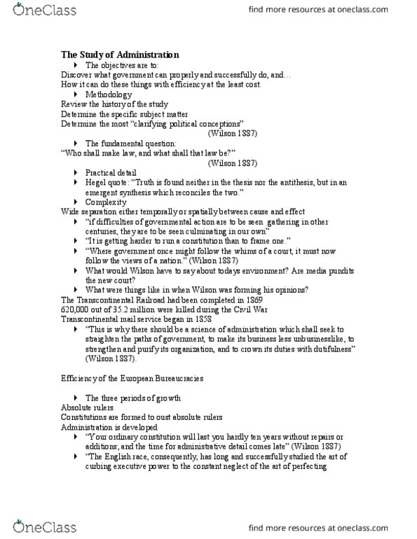 PSCI 3310 Lecture Notes - Lecture 9: Pendleton Civil Service Reform Act thumbnail