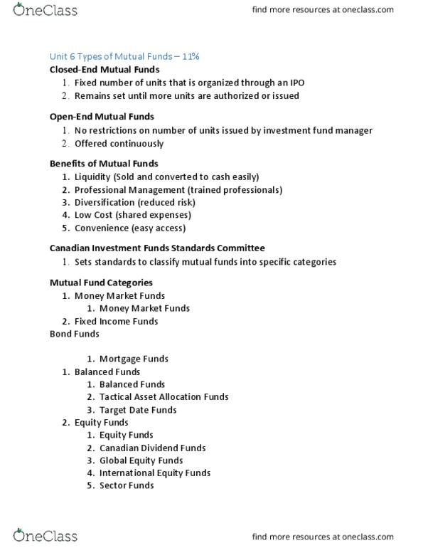 Financial Services _Ã‡Ã´ Client Services RFC126 Chapter Notes - Chapter 6: Money Market Fund thumbnail